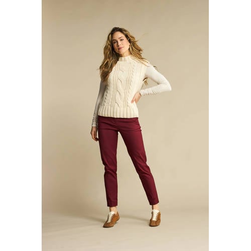 Red Button tapered high waist broek donkerrood afbeelding