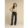 Red Button imitatieleren wide leg regular waist broek zwart