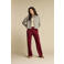 Red Button wide leg high waist gestreepte casual broek donkerrood