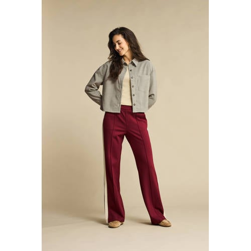 Red Button wide leg high waist gestreepte casual broek donkerrood afbeelding