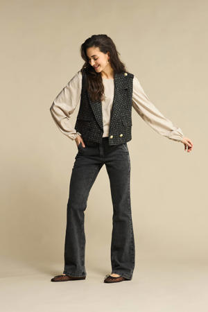 high waist flared jeans black denim