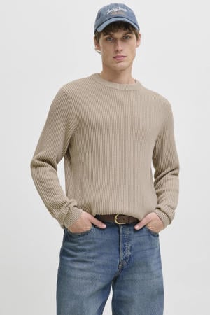 trui rib gebreid beige