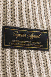 thumbnail: Beige heren JACK & JONES ESSENTIALS trui rib gebreid van katoen met effen, lange mouwen en ronde hals