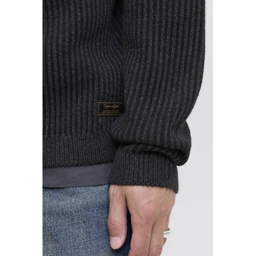 JACK & JONES ESSENTIALS trui rib gebreid zwart afbeelding