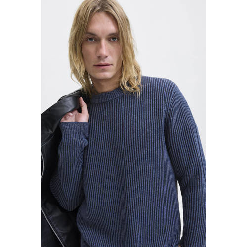 JACK & JONES ESSENTIALS trui rib gebreid donkerblauw afbeelding