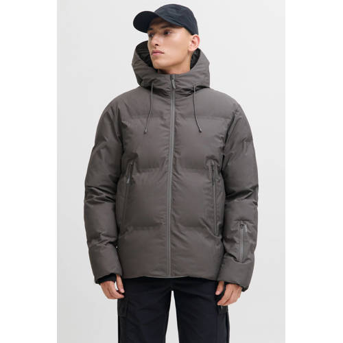 JACK & JONES CORE gewatteerde jas gebreid grijs afbeelding