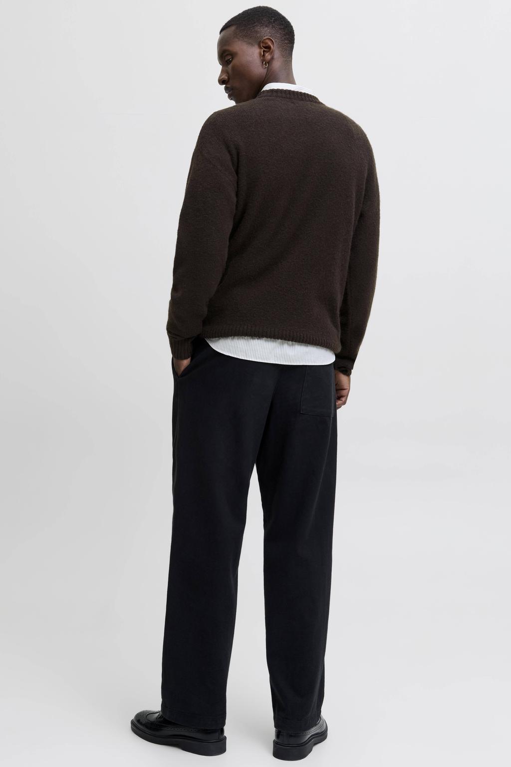 JACK & JONES ESSENTIALS gebreide trui met wol donkerbruin