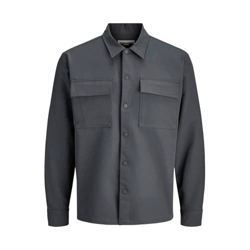 JACK & JONES CORE relaxed casual overhemd gebreid antraciet afbeelding