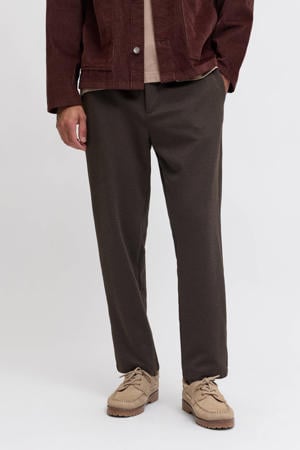 JPSTACE tapered joggingbroek donkerbruin