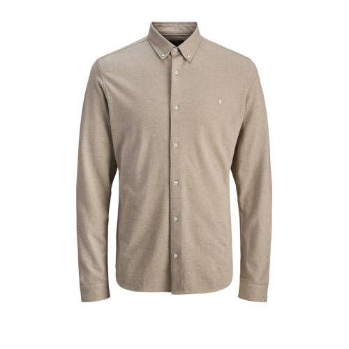 JACK & JONES PREMIUM slim casual overhemd beige afbeelding