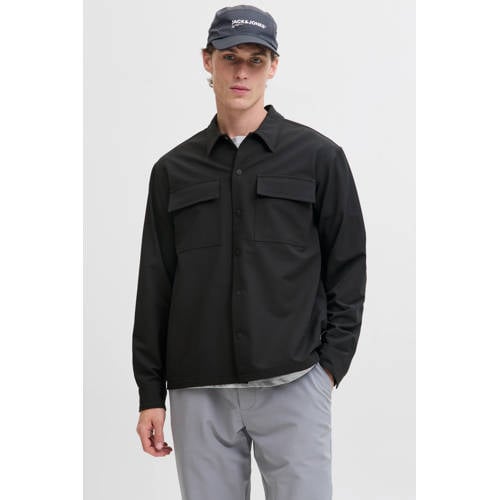 JACK & JONES CORE relaxed casual overhemd gebreid zwart afbeelding