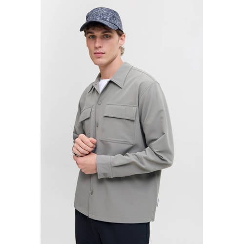 JACK & JONES CORE relaxed casual overhemd gebreid grijs afbeelding