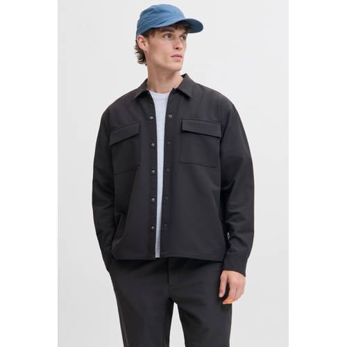JACK & JONES CORE relaxed casual overhemd gebreid donkerblauw afbeelding