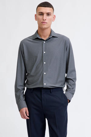 super slim casual overhemd donkerblauw