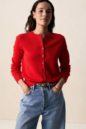 gebreid vest met wol rood
