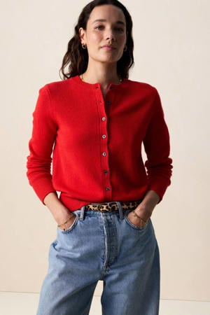gebreid vest met wol rood