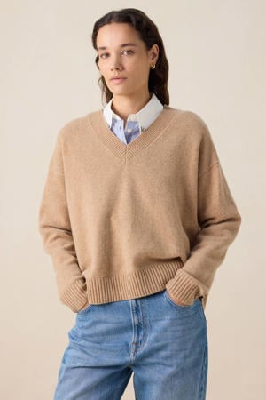 wollen pullover lichtbruin