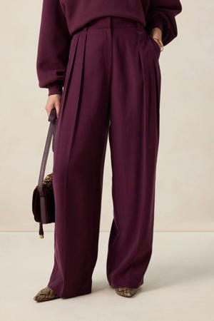 wide leg high waist pantalon donkerrood