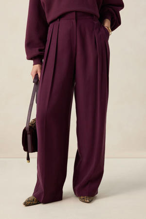 wide leg high waist pantalon donkerrood