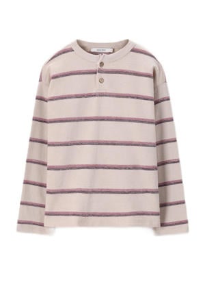 gestreepte longsleeve beige