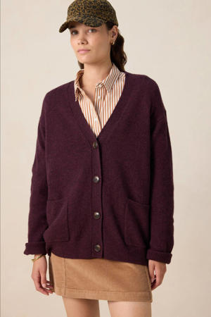gebreid vest met wol donkerrood