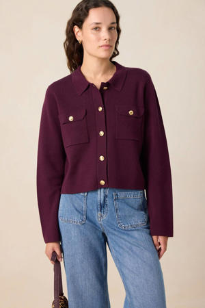 gebreid vest met wol donkerrood