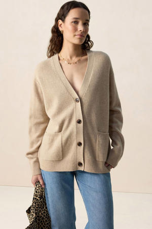 gebreid vest met wol beige