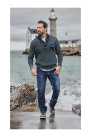 thumbnail: Jan Vanderstorm BJORNBERG gebreide trui Plus Size donkerblauw