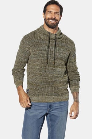 LARNO trui grof gebreid Plus Size olijfgroen