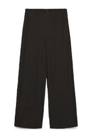 thumbnail: Donkerblauwe dames VERO MODA wide leg high waist casual broek van katoen met effen