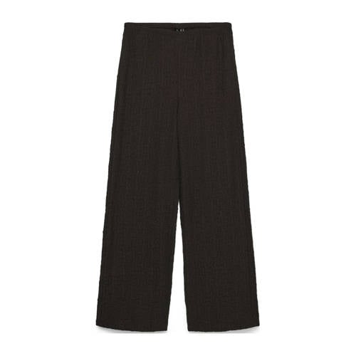 VERO MODA wide leg high waist casual broek donkerbruin afbeelding