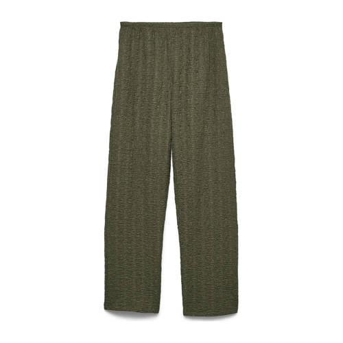 VERO MODA wide leg high waist casual broek donkergroen afbeelding