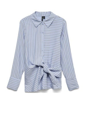 blouse met krijtstreep blauw met lurex