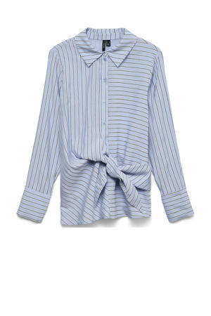 blouse met krijtstreep blauw met lurex