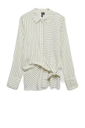 blouse met krijtstreep ecru met lurex