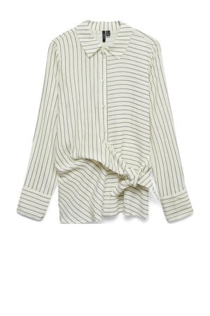 blouse met krijtstreep ecru met lurex