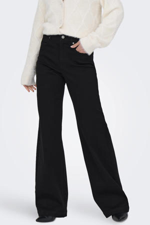 high waist wide leg jeans black denim