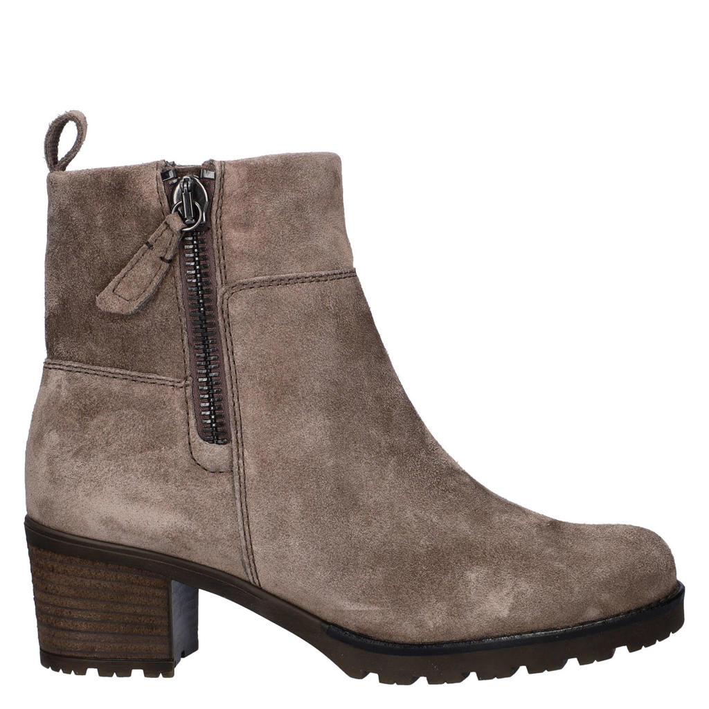Taupe dames Gabor Comfort suède enkellaarzen met ritssluiting