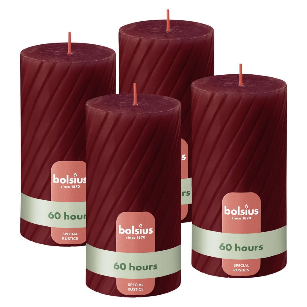 Bolsius stompkaars Rustiek gedraaid (Ø6,8x13 cm) (set van 4)