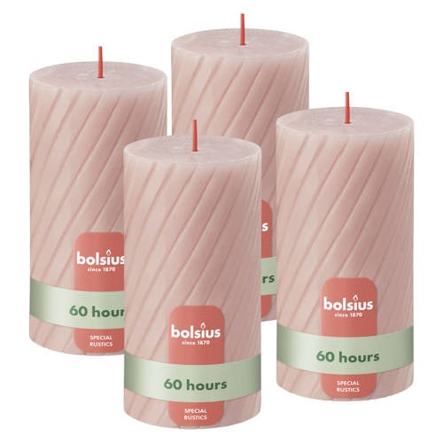 Bolsius stompkaars Rustiek gedraaid (Ø6,8x13 cm) (set van 4) afbeelding