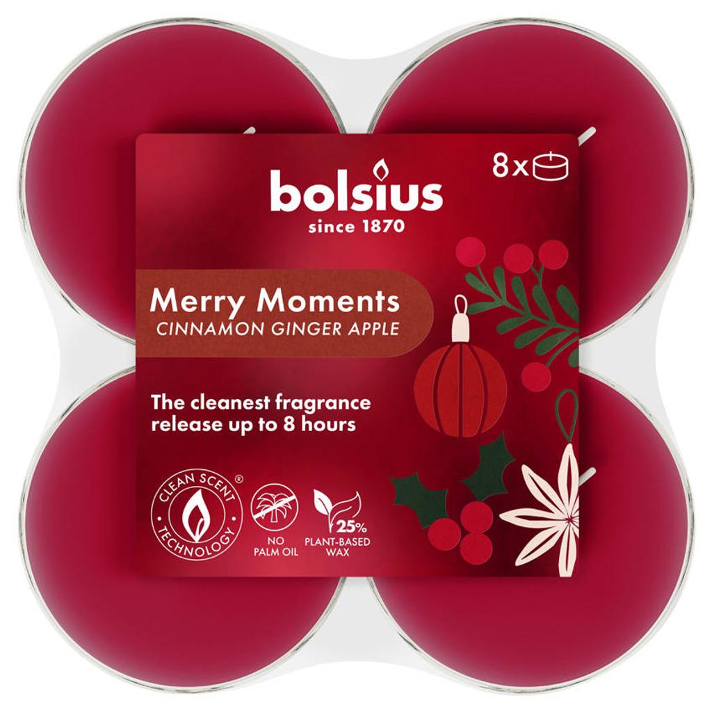 Bolsius kerst waxinelichtjes Merry Moments (8 branduren) (set van 8)