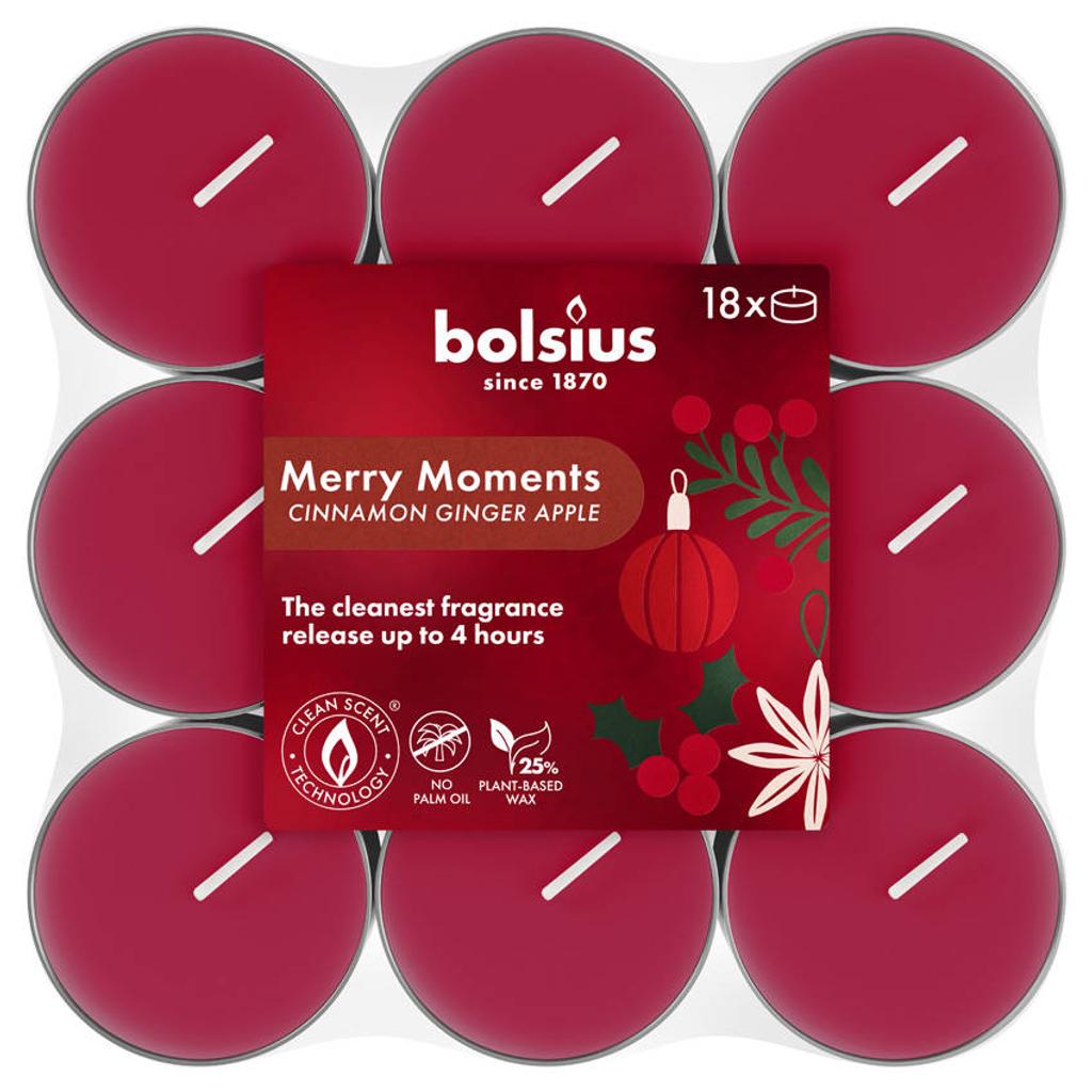 Bolsius kerst waxinelichtjes Merry Moments (4 branduren) (set van 18)