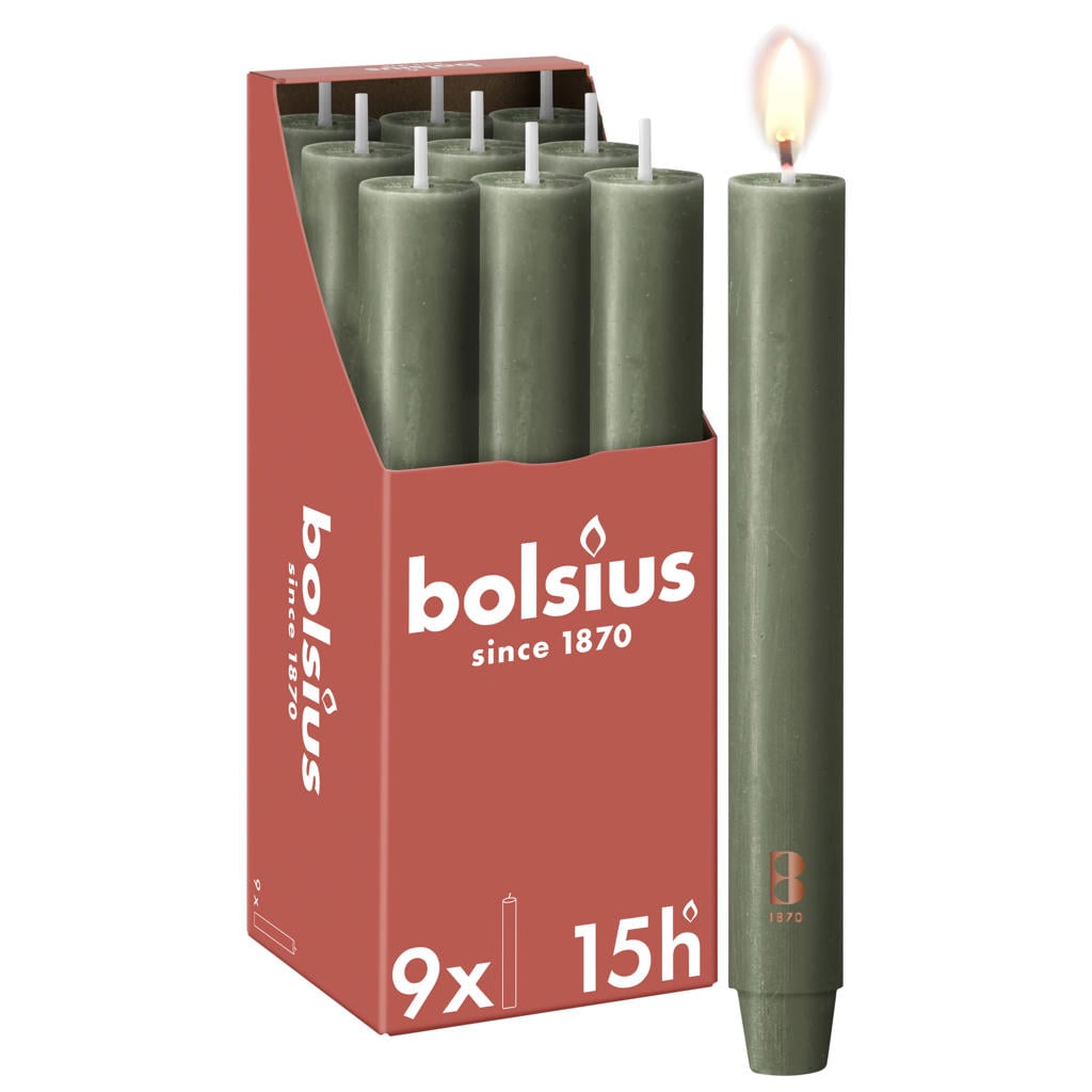 Bolsius brede dinerkaars (Ø3x23 cm) (set van 9)