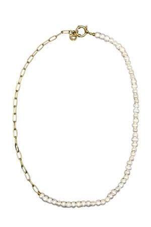 gold plated ketting met parels Flint