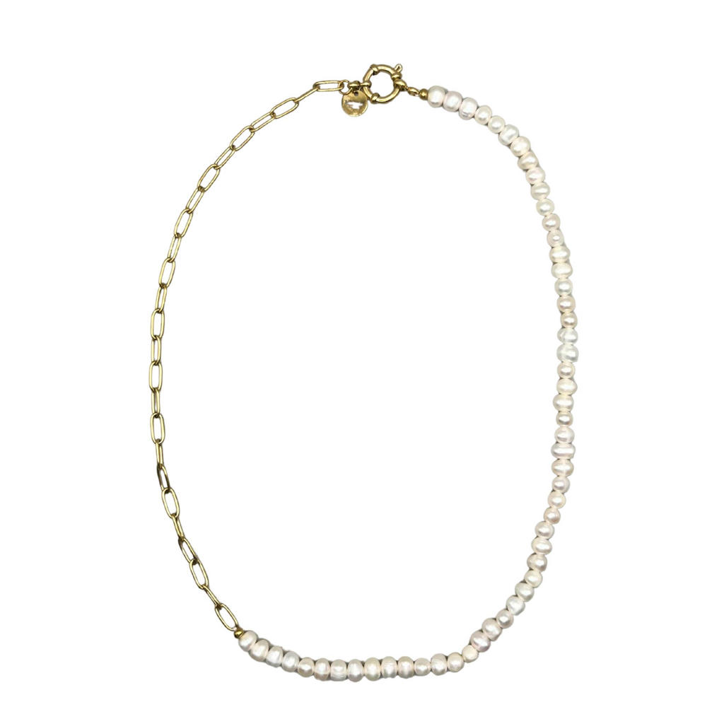 Bonnie Studios gold plated ketting met parels Flint