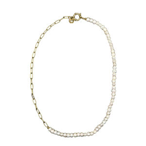 gold plated ketting met parels Flint