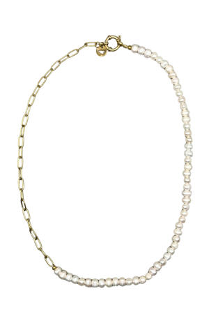 gold plated ketting met parels Flint