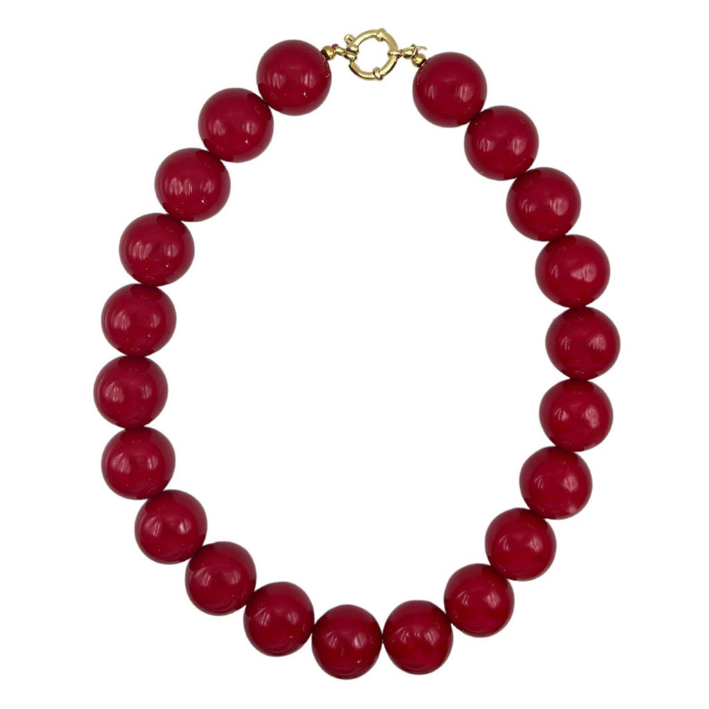 Bonnie Studios gold plated ketting Wilma bordeauxrood