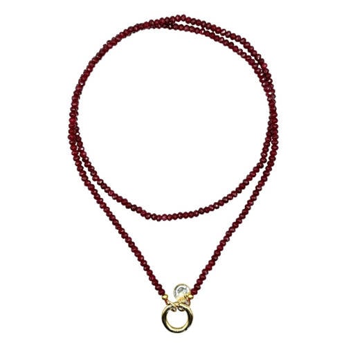 Bonnie Studios gold plated ketting Roger donkerrood afbeelding