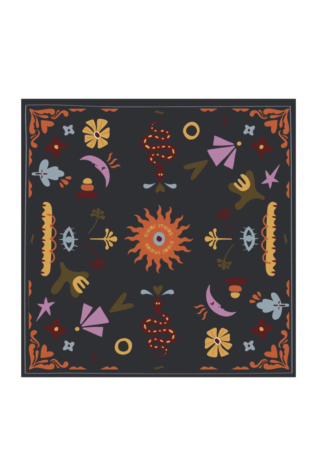 Bonnie Studios bandana met all-over print donkerblauw
